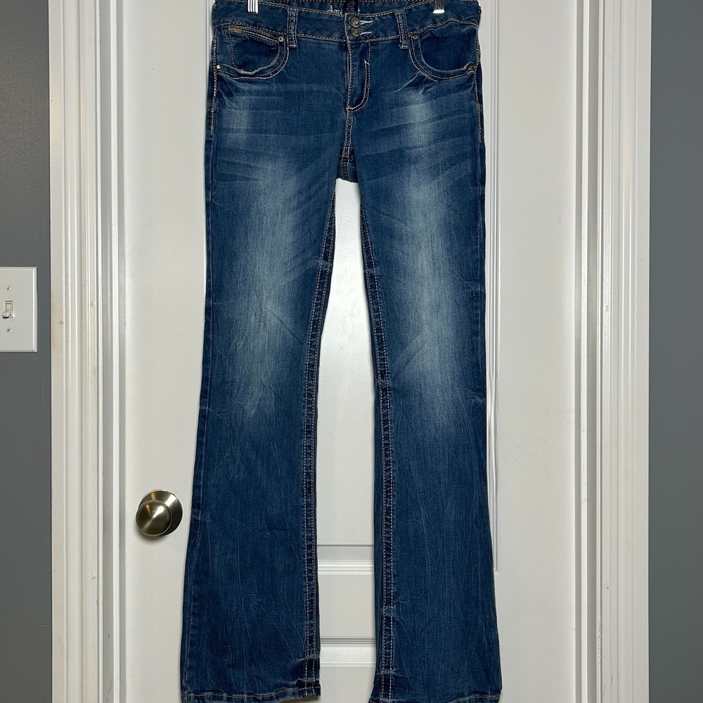 Amethyst Tall Vintage Y2K 2000s Cotton Medium Wash Low Rise Bootcut Denim Jeans